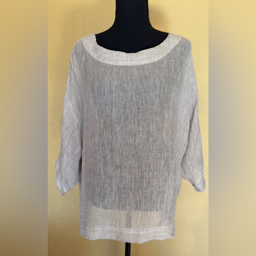 Chic Pure Jill  Sheer Cream Linen Blouse